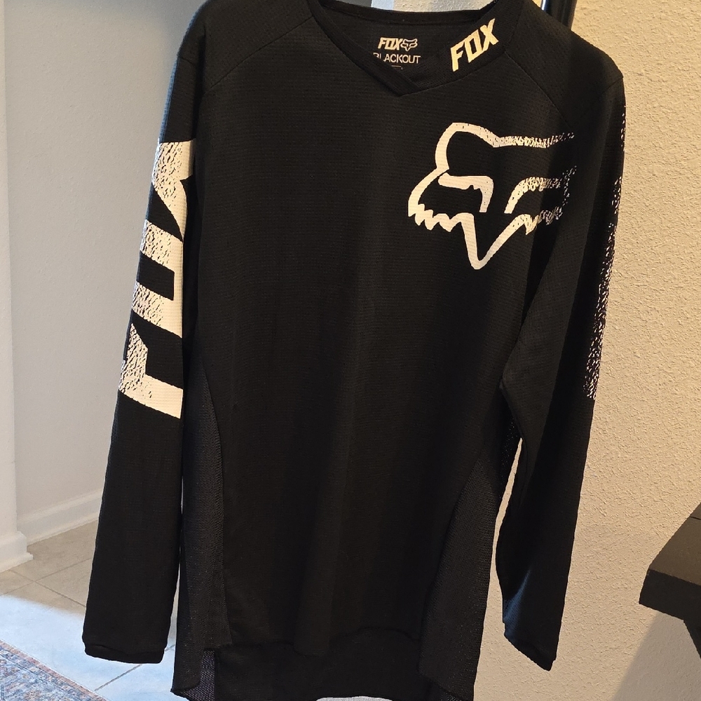 Fox Black Long Sleeve Jersey with White Logo